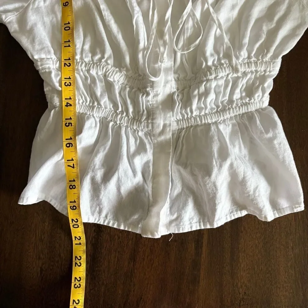 J.Crew Cinched-Waist Top Lightweight 100% Cotton Regency Cottagecore Puff Sleeve